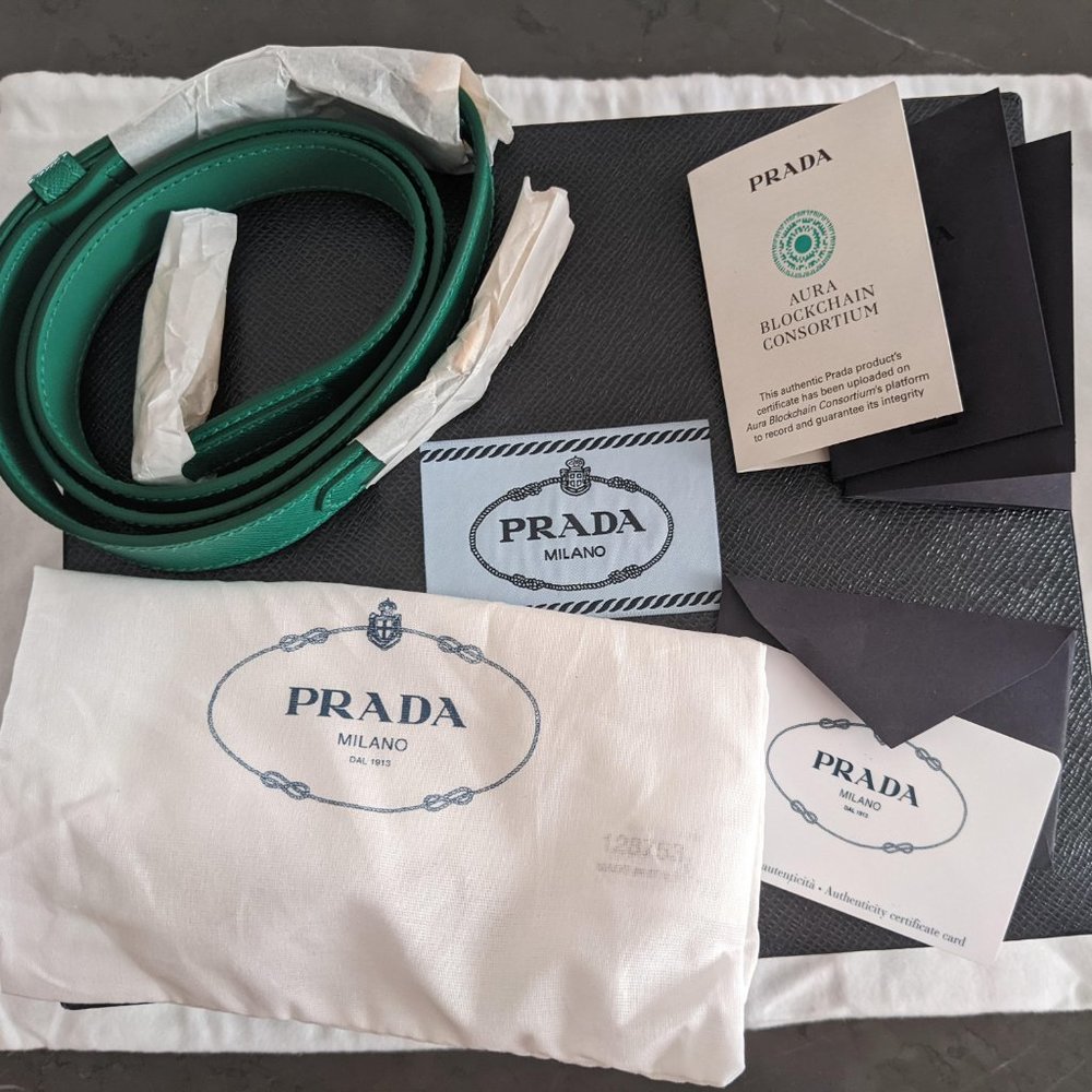 NEW Prada Saffiano leather top-handle bag - Green - Picture 9 of 9